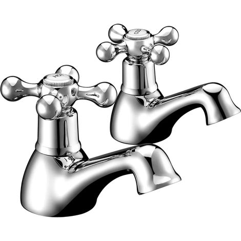 Sage Traditional Style Cross Head Chrome Finish Basin Taps (1/2)