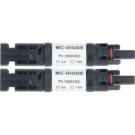 2 Stück 1000 V Solar-PV-Stecker, integrierte Anti-Reverse-Diode, IP68 wasserdicht für Solarpanel-Anschluss (20 A)