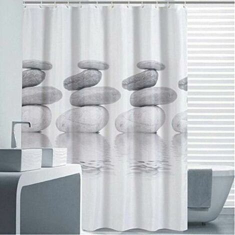 Rideau de douche résistant à la moisissure imperméable lavable antibactérien gris galet Polyester rideau de douche rideau de douche（180180） (1/5)