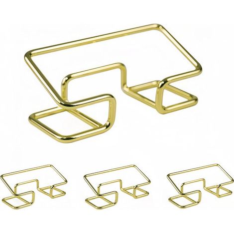 4 piezas, Tarjetero, Bandeja para tarjetas de visita, Tarjetero de hierro, Tarjetero de escritorio, Tarjetero metálico, Dorado, 1044,5 cm (1/5)