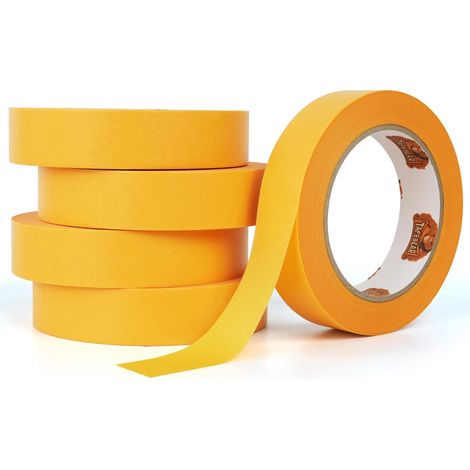 Ruban de Masquage Professionnel pour Surfaces Délicates 25mm x 50m, 5x Adhésif Sans Laisser de Résidus, Lignes de Peinture Tranchantes pour Usage Intérieur, Précis Peindre, Vernir, Rénover (1/5)