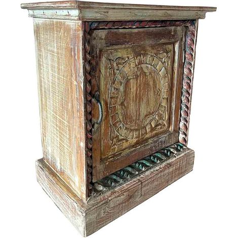 Mesita de Madera acabado artesanal marrón 52x30x56 (1/4)