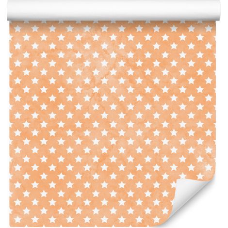 Papier peint étoiles pêche et crème pour salon et chambre 50x1000 cm (1/5)