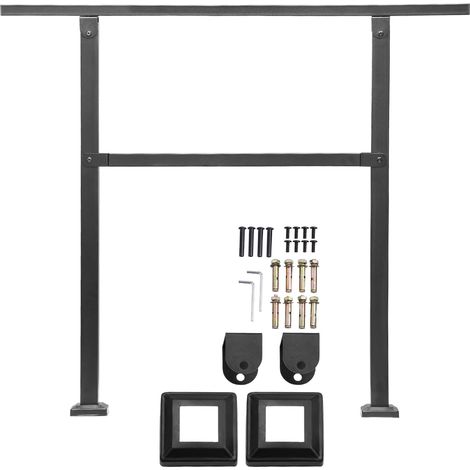 Mophorn Handlauf 103 cm, Treppengeländer-Set für 2–3 Stufen, schwarzes Vierkantrohr mit horizontaler Stange, robustes Stützgeländer aus Karbonstahl für ältere Menschen, geeignet für Beton- und