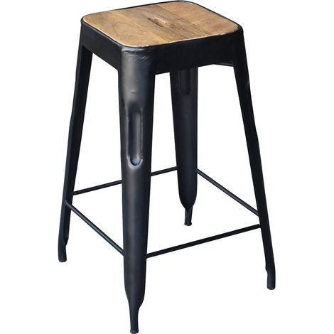 STEVE - Tabouret Industriel Bois et Acier H64cm (1/3)