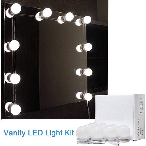 10 pièces LED miroir phare Hollywood Style miroir rose clair USB Tube pivotant enroulement ventouse ampoule MNS (1/4)