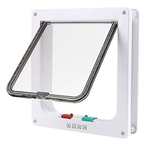 Chatière Porte à 4 Positions Cat Mate Grande Blanc Porte Verrouillable pour Chat ou Chien Facile à Installer(23cmx 25cmx 5.5cm) (1/4)