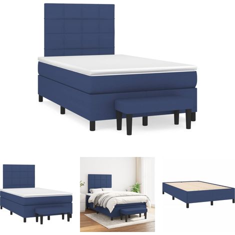The Living Store Boxspringbett mit Matratze Blau 120x190 cm Stoff - Betten & Bettgestelle