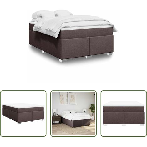vidaXL Surmatelas -  Sommier à lattes de lit avec matelas Marron foncé 140x190 cm (1/5)