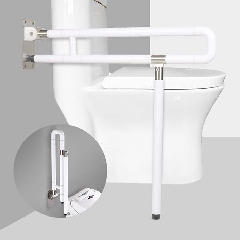 60cm WC Haltegriff, Toilette Klappbar, Stützklappgriff Toilette Klappgriff, Stützbügel Wandstützgriff, Haltegriffe für Senioren,Stützgriff Weiß