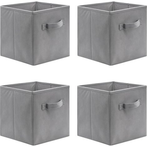 Cubi portaoggetti scaffale, confezione da 4 scatole portaoggetti a cubo in tessuto , scatole portaoggetti quadrate per scaffali, cubi contenitori portaoggetti pieghevoli,(Grigio,27x27x28) (1/5)