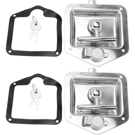 Boîte à Outils de Camion 2 Pièces Boîte à Outils de Camion Boîte à Outils en Acier Inoxydable Poignée en T avec 4 Clés pour Boîte à Outils de Porte de Remorque RV Boîte à Outils. (1/5)