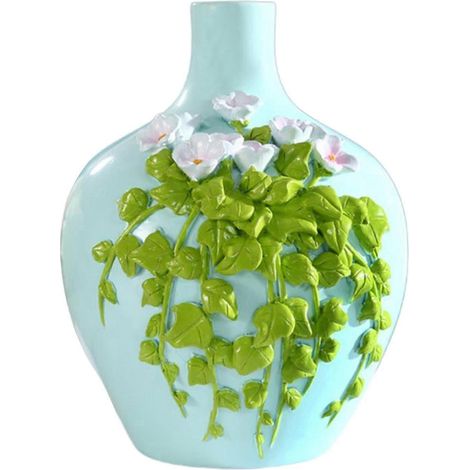 Vase en résine, composition artisanale décorative pour une ambiance champêtre.-11x15cm