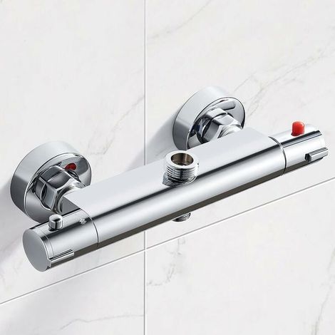 Miscelatore termostatico argento Scaldabagno elettrico caldo e freddo Installazione nascosta Rubinetto doccia termostatico completamente in rame 23 cm (1/5)
