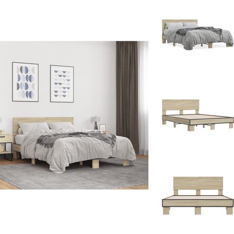 Cadre de lit sans matelas chêne sonoma 140x190 cm - Cadre De Lit - Lit Double - Lit En Bois - Literie - Meubles De Chambre (1/5)