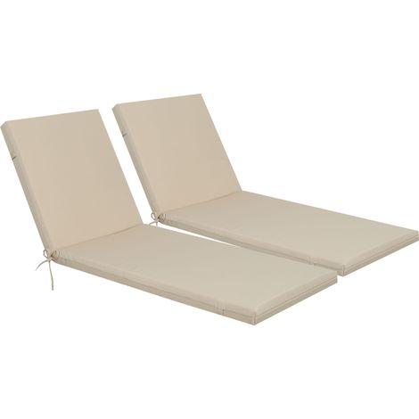 Lot de 2 coussins de rechange pour chaises longues d'extérieur, coussins d'assise pour chaises longues – Beige
