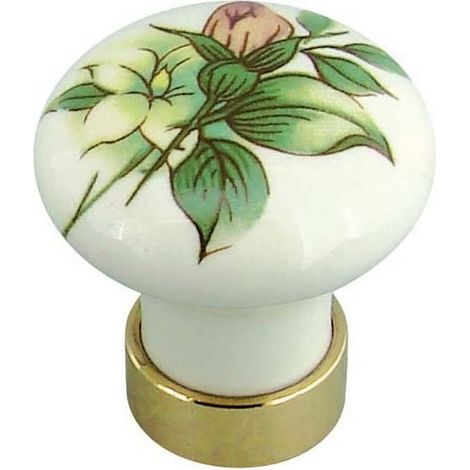 Bouton porcelaine - Décor : Fleur marron - TCASYSTEM