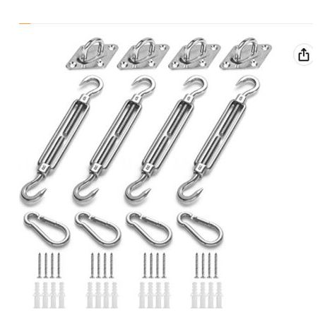 M6 Kit de Fixation pour Voile D'ombrage, Acier Inoxydable Soleil Voile D'ombrage Kit de Fixation pour Triangle et Carré, Rectangle, Du Soleil Voile D'ombrage Accessoires de Fixation (1/5)
