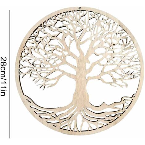 Tenture murale arbre de vie en bois massif écologique – Décoration intérieure pour méditation et rituels – Structure stable et lisse (1/5)