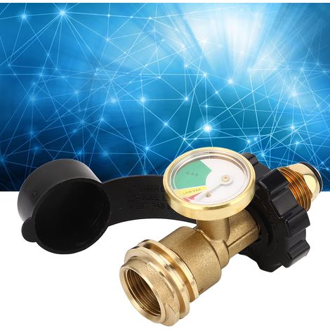 Compteur GPL de type américain avec manomètre, adaptateur QCC fileté pour interface de bouteille de gaz standard nord-américaine, raccord en cuivre, adapté aux bouteilles de gaz de 5 à 100 lb. (1/5)