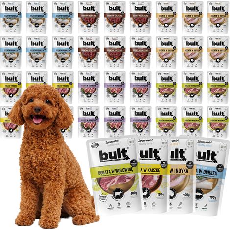 BULT Nassfutter für Hunde, Geschmacksmischung, 40 x 100 g Beutel (1/5)