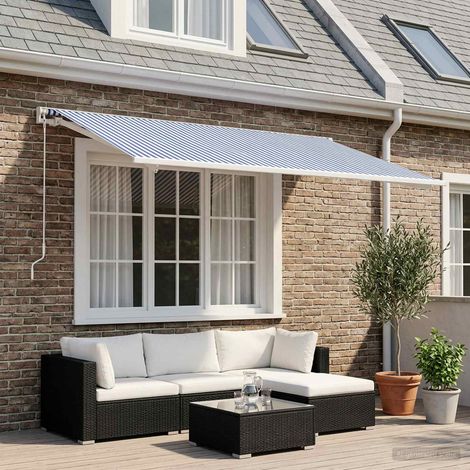 vidaXL Awning Replacement Fabric Blue and White 300 x 250 cm Polyester