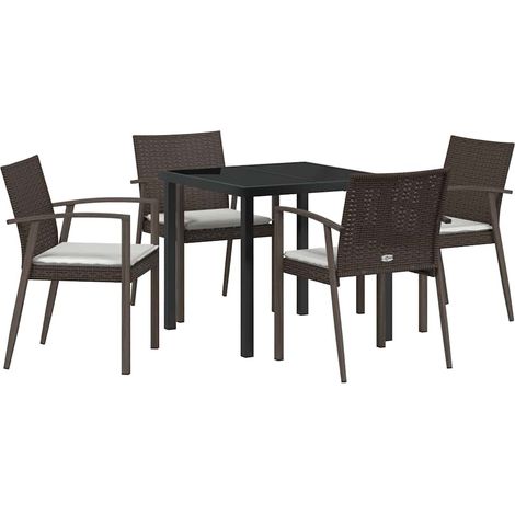 Maison Exclusive - Set da Pranzo per Giardino 5 pcs Marrone e Nero Rattan in PE (1/5)