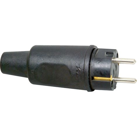 179516009 Fiche électrique mâle avec terre PA, caoutchouc 230 V noir IP44 W244813