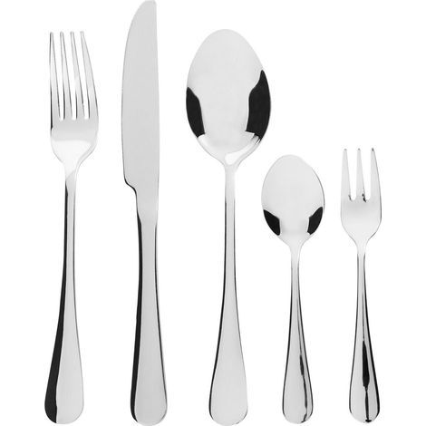 Set di posate moderne 30 pezzi per 6 persone Coltello forchetta cucchiaio cucchiaio forchetta torta acciaio inox argento Fusilli