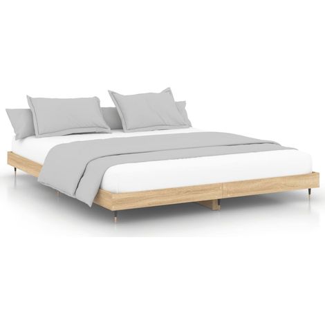Lit double Lit adulte Cadre de lit sans matelas chêne sonoma 200x200 cm (1/5)