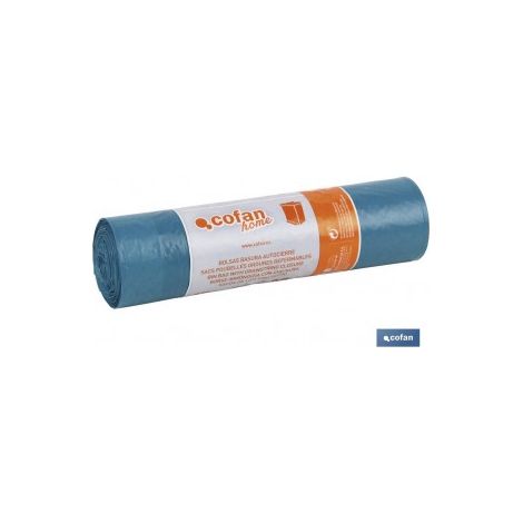 Selbstschließender Müllbeutel 55x55 G.65 Blaue Farbe 15 Einheiten