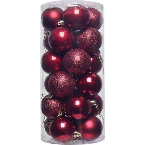 24 bolas navideñas decorativas, gruesas, irrompibles, accesorios festivos, bolas nacaradas galvanizadas, colgantes para Navidad (1/5)