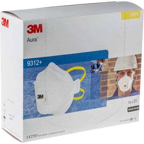 3M – Masque de protection FFP1 pliable avec soupape – Lot de 10 masques blancs – Conformité EN 149:2001+A1:2009 – Usage général