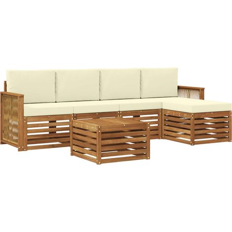 Outdoor Sofa Set 6 pcs Natural and Cream vidaXL (1/5)