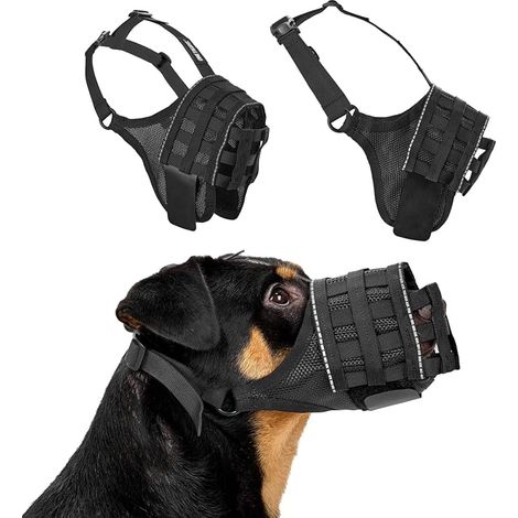 Muselières Chiens, Maille Respirante Nylon, Museliere Chiens Ajustable Sangles, Respectueuse Chien Qui Peut Haleter Et Boire, Museliere Anti Aboiement, L (1/2)
