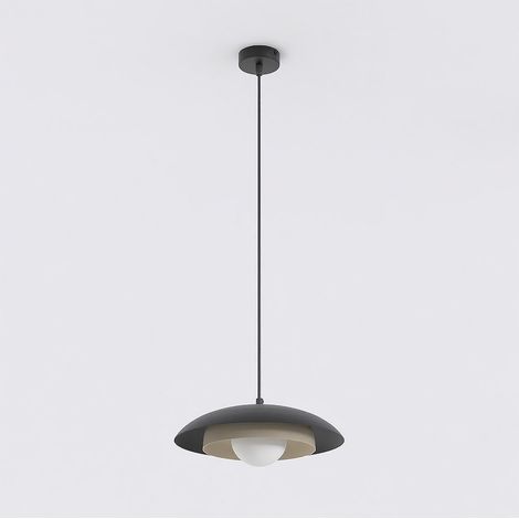 Lampada a sospensione SKIN in acciaio nero con dettagli moka