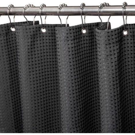 Anti-mold fabric shower curtain - 182x182CM (black) Heavy-duty shower curtain with weighted hem (1/5)