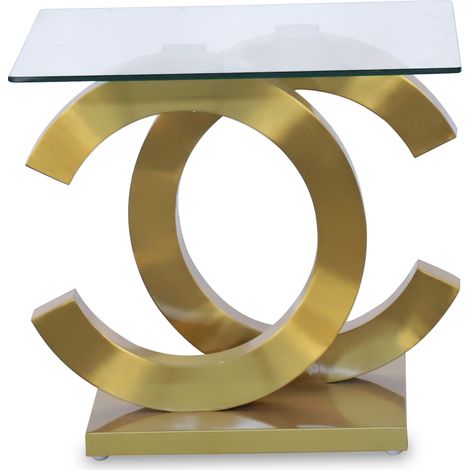 Hilfstisch in Matt Gold Steel +91189 +91190 55x55x50 cm, temp. Glas: 8mpour alle Stile, um dem Haus eine Note zu verleihen (1/5)