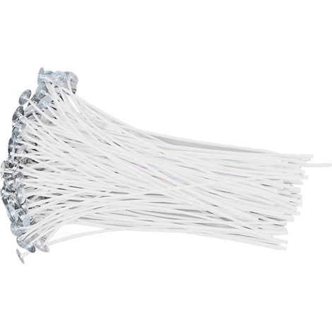 100 mèches de bougie en coton blanc, 20 cm, avec base métal, cire végétale, kit DIY pour fabrication de bougies artisanales (1/5)