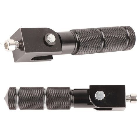2 repose-pieds en aluminium, pédales universelles pour moto et voiture électrique, tige de support pliable à 90° de 8 mm, accessoires pour repose-pieds de moto (noir) (1/5)