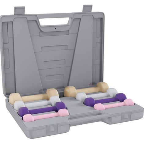 Set manubri 4 coppie 0,5 kg 1 kg 1,5 kg 2 kg con valigetta (1/3)