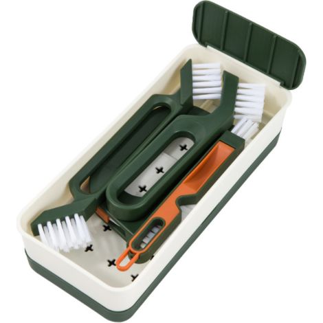 Ensemble de brosses à fentes multifonctionnelles brosse à plancher pour carrelage brosse pour poêle ménager coin fenêtre rainure brosse de nettoyage poils (ensemble de quatre pièces vertes) (1/3)