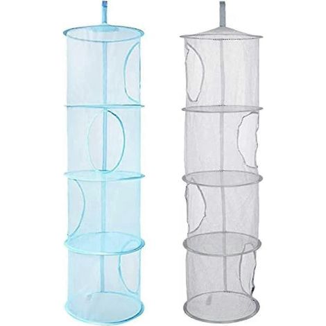Filet de rangement suspendu en maille, panier de rangement pliable à 4 niveaux pour peluches, vêtements et autres petits objets, gain de place, lot de 2 (1/5)
