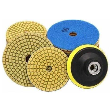 Lot de 10 tampons de polissage diamant 100mm – Grains 50 à 3000 – Pour marbre, granit, céramique et béton – Auto-adhésif (1/5)