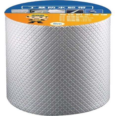 Bande d'étanchéité étanche au butyle Feuille d'aluminium Bande d'étanchéité au butyle étanche Bande d'étanchéité multi-usage pour la réparation 5cmx5m/1.97x196.85in,A (1/5)