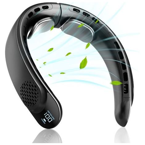 Mini ventilateur de cou USB rechargeable – affichage LED – 3 vitesses – batterie intégrée 3600 mAh – ventilateur personnel portable (1/5)