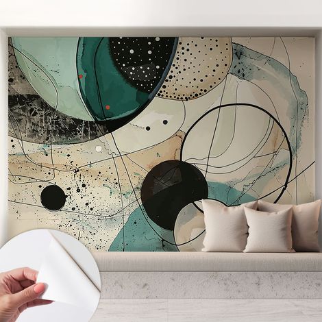 Selbstklebend Tapete modern - Wanddeko für Küche - Klebefolie Wand - luxus Look Bunte Kreise 208x146 cm (1/5)