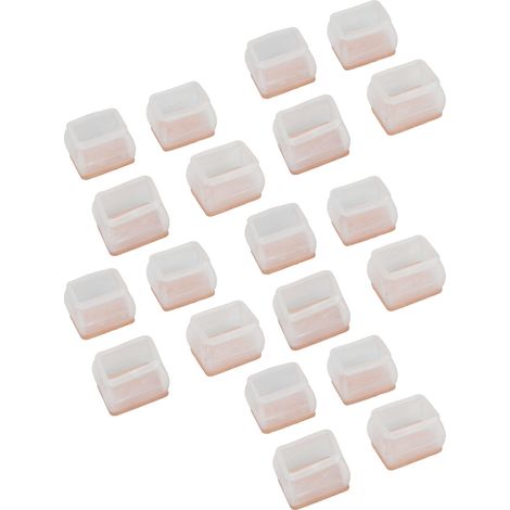 Lot de 20 patins de protection pour pieds de chaise, caoutchouc feutre anti-rayure et anti-bruit, transparents, forme rectangulaire, pour sols durs (1/5)