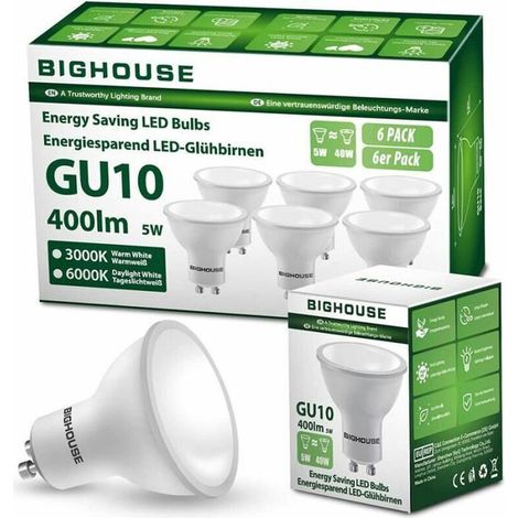 6pcs Ampoule GU10 LED 5W équivalent à 40W Blanc chaud - 3000K