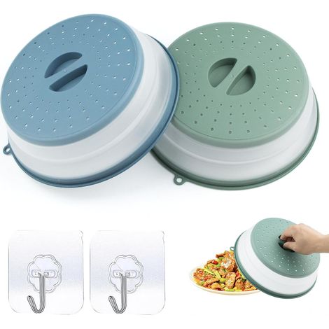 2 Housses Micro-ondes Pliable, Protection Éclaboussures, Crochet Rangement, Tamis Aération, Cuisine (1/5)